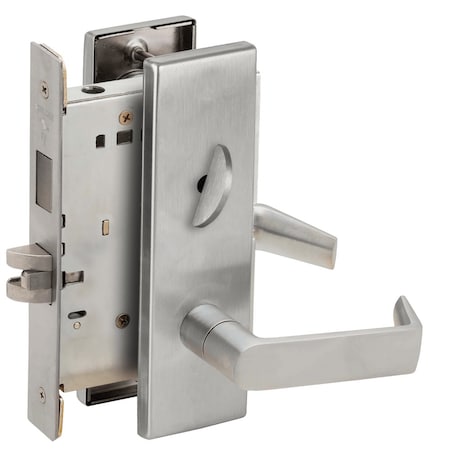 Schlage Grade 1 Privacy with Deadbolt Mortise Lock, 06 Lever, N Escutcheon, Satin Chrome Finish L9440 06N 626